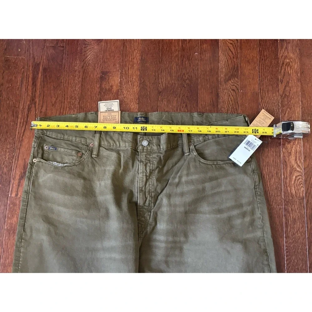Ralph Lauren Jeans Men's 46Bx32 Green Hampton Relaxed Straight‎ Garment Dyed NEW